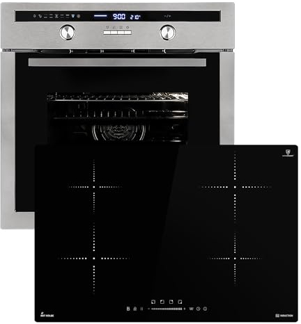 Cuisinière: 60cm Four encastrable EB8013ED + 77cm Plaque Induction IH87704RL | Rôtisserie | Capteur de température du cœur | Gril | Air chaud | Tiroirs télescopiques | SET8013IH877RL