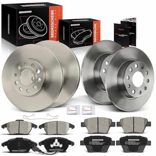 Frankberg Bremsensatz inkl. 4x Bremsscheiben + 8x Bremsbeläge Vorne Hinten Kompatibel mit Golf VI 5K1 Golf VI Variant AJ5 Toura.n 1T3 Replace# JZW615301J, 5Q0615301H