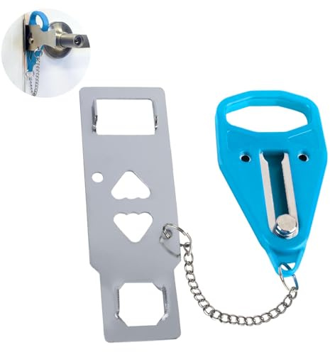 GWAWG Cerradura de Puerta Reforzada Portátil, auto protección más seguridad y privacidad pesada antirrobo adicional, ideal para Hotel de Viajes Motel Escuela Apartments (blue)