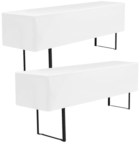 Teruntrue 2 Stück Biertisch-Abdeckung, Tischdecke, weiß, Bierzelttisch, Premium, waschbar, 220 x 50 x 35 cm, für Bierzelttisch, 50 cm Tischbreite für Gartenbankette im Freien (weiß)