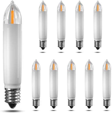 BrightArk E10 LED Ersatz-Kerzen,AC8-55V LED Schwibbogenlampe Kleinschaftkerze 0.5W Warmweiß 2200K Ersatzbirnen für Lichterbogen,für Ersatz-Kerzen Lichterketten innen und außen,10 Stück
