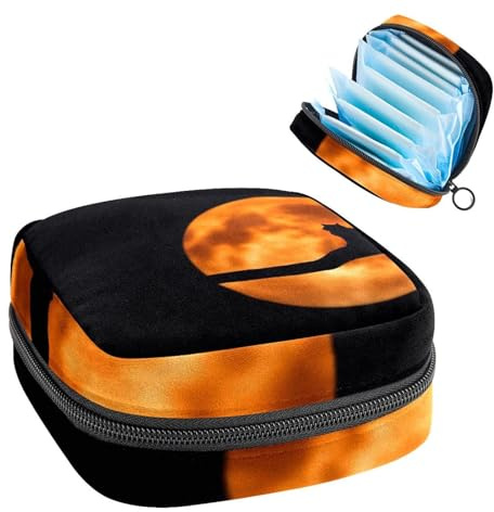 Damenbinden Aufbewahrungstasche Perioden Kit Tasche für Schule Menstruationstasse Beutel Damenbinden Organizer Tasche Tier Katze Schwarz