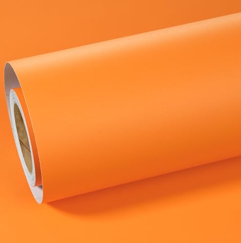 ReWallpaper Klebefolie Möbel Matt Orange Selbstklebende Tapete Küchenfolie Selbstklebend Schränke Tapete für Esszimmer Tisch Wandtapete Jugendzimmer Schlafzimmer Erwachsene 40cm×3m