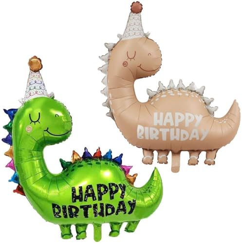 Paquete De 2 Globos De Dinosaurio Con Gorro De Cumpleaños, Globos De Cumpleaños De Dinosaurios, Decoraciones De Dinosaurios Para Cumpleaños De Niños Niñas, Globos De Helio Para Dinosaurios