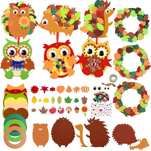 Elfinfi Kreativ Herbst Bastelset - DIY-Tiere und Kränze für Dekoration - Aktivitäten für Kinder