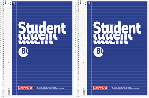 Brunnen 1067941 Notizblock/Collegeblock Student (A4, liniert, 70 g/m², 80 Blatt) (Packung mit 2)