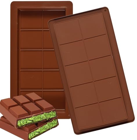 2 Pièces Moule Tablette Chocolat en Silicone, Moules à Chocolat en Silicone, Moule Chocolat Profond Antiadhésif, Moule Tablette Chocolat Dubai pour Fourrer les Pistaches et les Bonbons