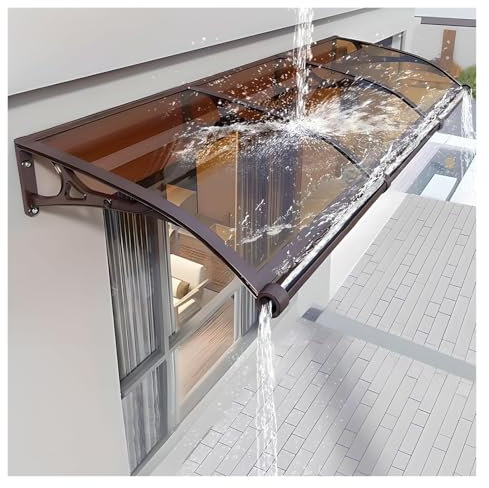 Transparentes gewölbtes Vordach für die Vordertür: Aluminiumlegierung, Außenmarkise, regen-, sonnen- und windabweisend (Marrone 100 x 100)