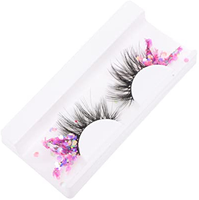 NULYLU Fluoreszenz Falsche Wimpern Mit Glitzer Leuchtende Eyelashes Für Frauen Dekorative Fake Lashes Für Party Club Datum Und Augen-Make-up 1 Paar
