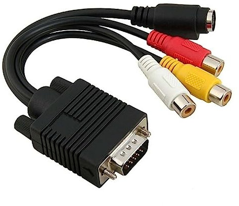 PHENOFICE Vga to 3 Rca Adapter Converter Cable for Nv6 and above Graphics Cards, Svga to S-video Connection for Desktop and Laptop Video Output, Compatible Vga Svga to 3 Rca Cable Converter