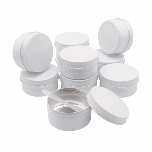 Wopanxye 10 stycken 80 g vita runda metallburkar i resestorlek, 80 ml resor aluminium burkar med skruvlock för smink kosmetika prover, naglar, läppglans balsam, salva, kryddor, godis, ljus, te