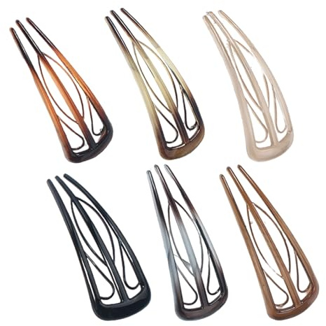 Lot de 6 épingles à cheveux françaises de forme unique avec 3 dents intérieures, adaptées au style vintage des femmes et à un usage quotidien