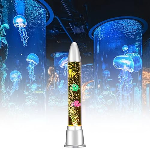 Lámpara de burbujas premium con forma de pez - Columna de burbujas de agua LED multicolor con motor silencioso for oficina, sala de meditación y como regalo for aliviar el estrés.(60cm/23.62in)