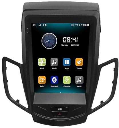 Estéreo para coche Android 14 de doble DIN con pantalla táctil de 9.7 pulgadas para Ford Fiesta 2009-2014 con Carplay navegación GPS cámara de respaldo AHD controles en el volante radio FM Bluetooth