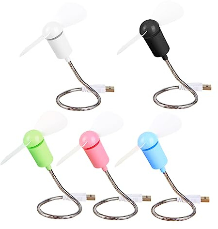 SMASOLO 5 Pièces Mini Ventilateur USB Flexible Refroidisseur Portable pour Ordinateur Portable et Pc Ensemble Compact avec Couleurs Aléatoires Couleur Aléatoire
