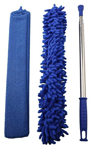 Teleskop-Staubwedel, ausziehbar, Spinnennetz-Entferner, waschbar, Mikrofaser, Staubwischer für Deckenspalten und hohe Ecken, mit Haken, leicht, Clea(5)