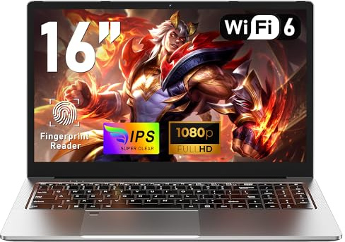 NAIKLULU 16 Pollici Gaming PC Portatile, R7 5825U Processore (2,0 a 4,5 Ghz) 32GB RAM 1TB SSD Laptop 2026 Computer Portatile Gamer, 51.97Wh/Tastiera Retroilluminata/Tipo-C