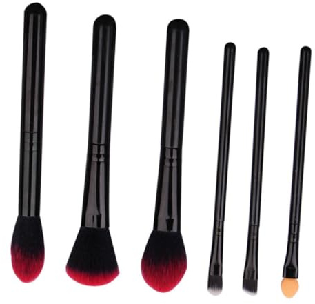 Luxshiny 6 Stück Make Up Pinselset Weichhaarig Rot Professionelles Make Up Zubehör für Damen Vielseitig für Gesicht und Augen Angenehm Weich für Alltag und Reisen