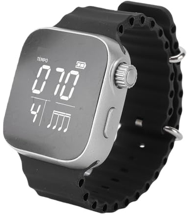 Asixxsix Metronomo vibrante, metronomo da polso leggero, indossabile, modalità sport, batteria a lunga durata, metronomi indossabili a impulsi per pianoforte, chitarra (BLACK)