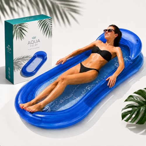 Materassino Gonfiabile BLU (160 x 84 cm) - Rete RESISTENTE e Traspirante con Poggiatesta – Materassino Mare e Piscina Gonfiabile - RESISTENZA 110 kg - Relax Estate con Fondo in Maglia Fresca