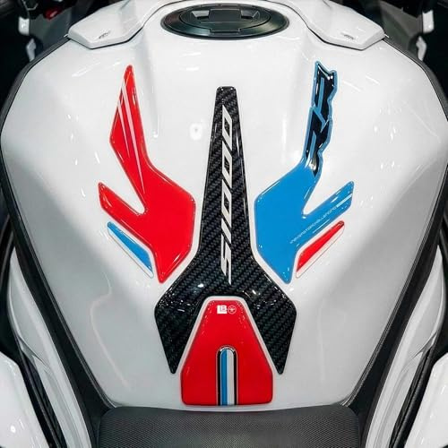 LABELBIKE 3D Aufkleber Motorrad Tankpad kompatibel mit BMW | S1000RR 2009-2026, Harzschutz, Kratzschutz, Dekoration, Cyanrot Carbon