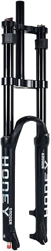 CFDZCP Fahrradgabeln 26 27,5 29 Zoll Doppelschulter DH/XC MTB Downhill-Luftgabel, Federweg 140 Mm Zugstufeneinstellung 1/1-8 Gerade Scheibenbremse Vorderradgabel QR Manuelle Sperre(Black,29inch)