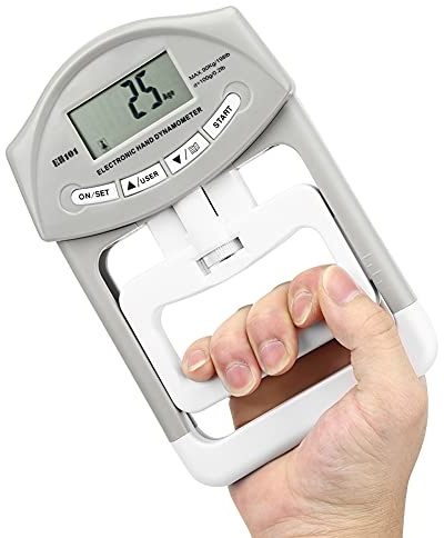 Funien Dinamometro Elettronico Tester di Forza di Presa Misuratore Forza Presa Dinamometro Digitale a Mano Ampio Display LCD Registrazioni Memoria Regolabili con Sensore