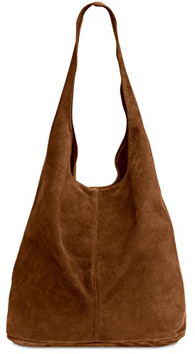 Caspar große Damen Wildleder Tasche Hobo Bag Shopper - CLASSIC LINE - Modell No.767 - Made in Italy