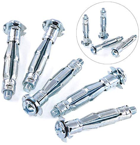 30Pcs M6×52 Heavy Duty Zinc Plated Steel Molly Bolt Assortment Kit, Hollow Drive Wall Anchor Screws Assortment Kit for Secure Drywall, Sheetrock, Plaster and Tile