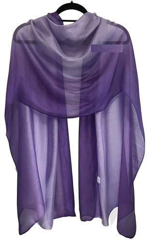 GFM® Bufanda de mezcla de seda de dos tonos para noche, boda, damas de honor, Dmsyslk-jmnlvn-morado lavanda, Talla única