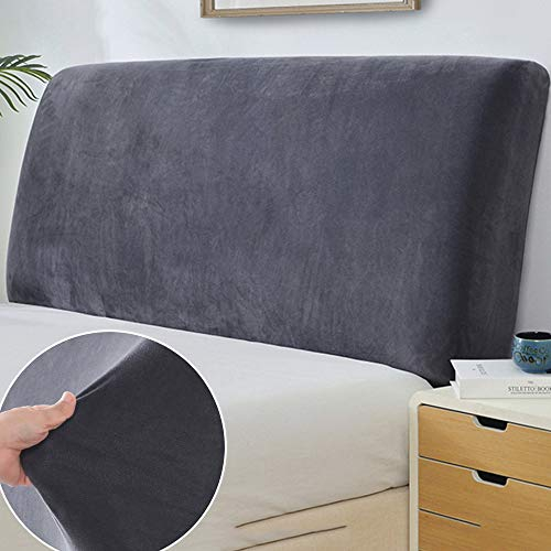 Bett Kopfteil Hussen Bettkopfteil Bezug Kopfteilbezug Staubdicht, Abdeckungen Für Schlafzimmer Plüsch Verdicken Elastische All-inclusive Bett Kopf Abdeckung,Black-CalKing(180-190cm)