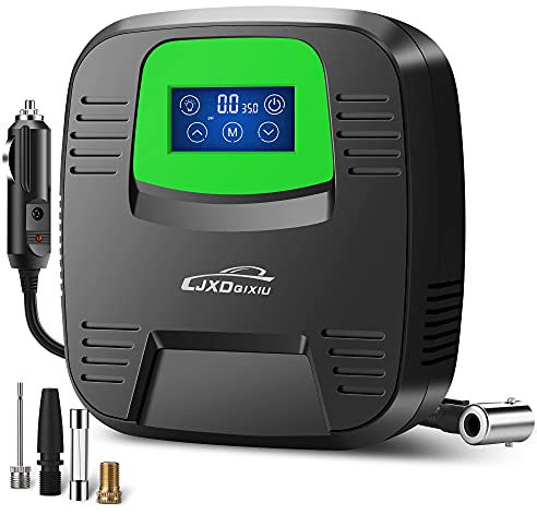 Q-BAIHE 12 V 7,5 A grüne Doppelzylinder-Luftpumpe, intelligentes Fahrzeug-montiertes digitales Display, Dual-Use Luftpumpe Inflator