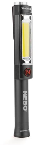 NEBO Big Larry 2 - Lampe torche 500 lumens avec lampe de travail COB - Clip de poche base magnétique pour un éclairage mains libres - Lampe torche portable COB LED dimmable - Hazard Light-Red