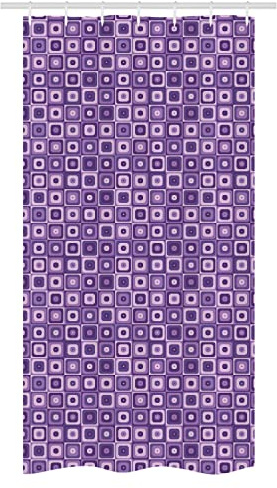 Ambesonne Retro Stall Shower Curtain, Monochromatic Style Rounded Corners Squares in Purple Color Palette Print, Decorative Fabric Set with Hooks for Bathroom, 36 W x 72 L, Quartz and Pale Mauve