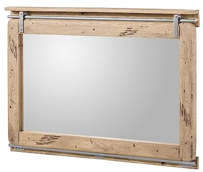 MASSIVMOEBEL24.DE Spiegel Mango beige lackiert Railway #378 | 114x6x80 (BxTxH) 15 kg Industrial montiert vollmassiv