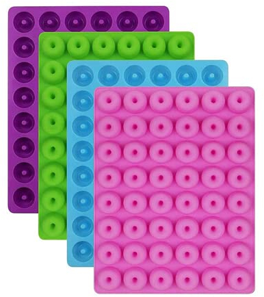 Selecto Bake Donut Candy Silicone Mould, 4 Packs 48-Cavities Gummy Round Mold, Nonstick Food Grade Mold for Candies, Chocolate, Ice Cube