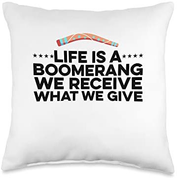 Boomerang Gift Idea Boomerang Thrower Sports Life is A Boomerang We Receive What We Give Sports Player Throw Pillow, 16x16, Multicolor