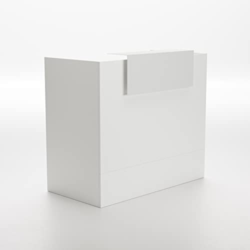 OFITURIA Mesa Mostrador Recepción, Mostrador para Tienda, Oficina, Peluquería, Negocio, etc. Mueble Escritorio para Recepción, Diferentes Tamaños, Monocolor Blanco (1200mm)
