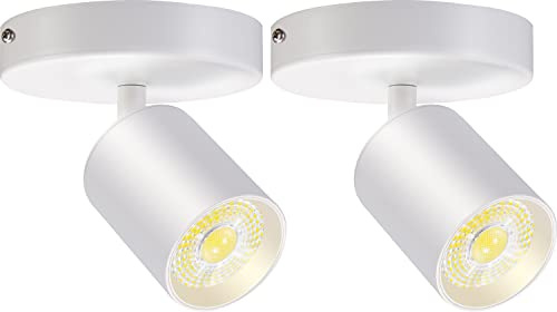 VANoopee Flush Mount LED Ceiling Spotlight Dimmable Adjustable Spotlight Directional Spot Lights Indoor Bright Can Accent Fixture for Living Room - CRI90 Flicker Free 10W 800lm 3000K White 2 Pack