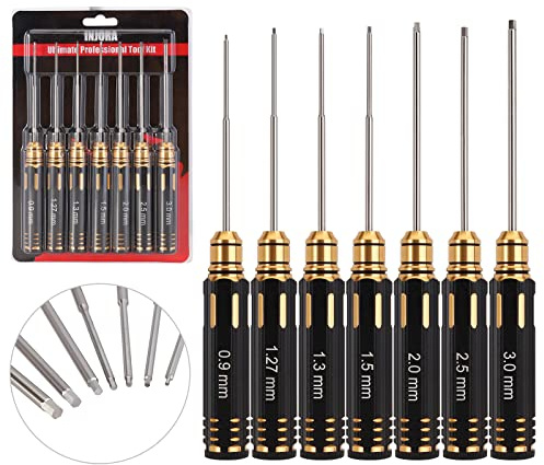 INJORA 7PCS Schraubendreher Werkzeug 0.9,1.27,1.3,1.5,2.0,2.5,3.0mm für RC