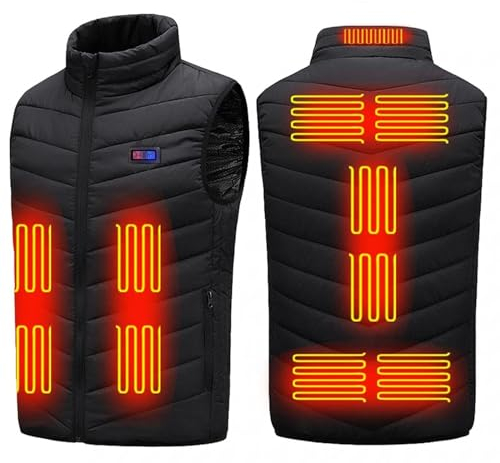 Battnot 2024 Testsieger Beheizbare Weste für Herren Damen, USB Elektrische Heizweste, 13 Heizzonen Beheizte Weste Heizbereiche, Wärmeweste mit Heizung für Outdoor Wandern Skifahren (Ohne Powerbank)