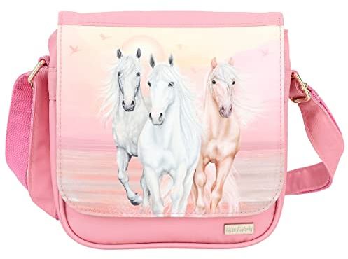 Depesche 12242 Miss Melody Sundown - Umhängetasche in Rosa mit goldenen Applikationen, kleine Tasche mit Reißverschluss und längenverstellbarem Tragegurt