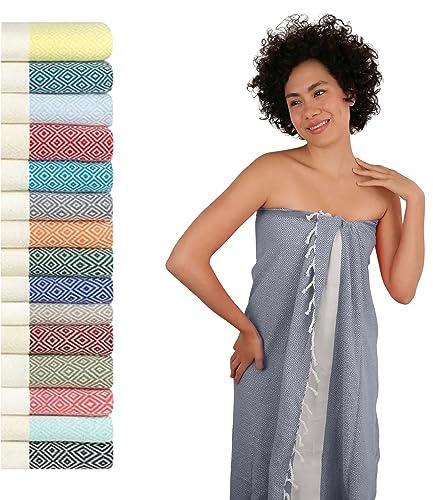 Flora Furora Saunahandtuch Saunatuch Damen + Herren, Hamamtuch groß 100x200 XXL: lang, platzsparend, leicht | Sauna Handtuch, Wellness Spa Tuch, Saunakilt Zubehör | Fouta Hamam Badetuch