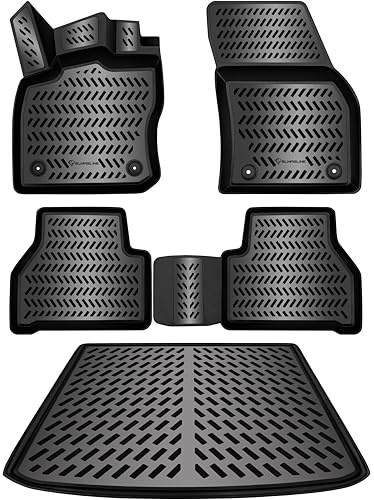 ELMASLINE 3D Gummimatten & Kofferraumwanne Set für VW Caddy Maxi ab 2021-2026 | Zubehör Fußmatten Kofferraum | Passt Nur Maxi!!!