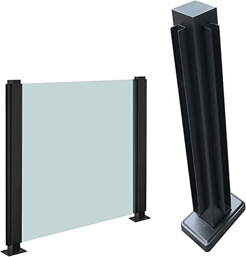 Postes de abrazadera for cercas de escaleras de terraza de jardín Poste de barandilla de balaustrada de vidrio negro for panel de 10 mm - 12 mm de espesor, poste de cerca de barandilla de acero inoxid