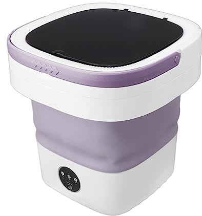Mini Faltbare Waschmaschine 7.5L zusammenklappbares Design, Mini tragbare Waschmaschine Vollautomatischer Betrieb Soft Trocknungsfunktion für Unterwäsche (Lila)