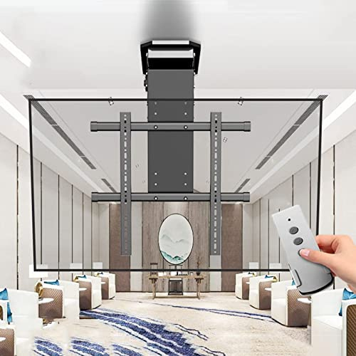YUZDNM Tv Deckenhalterung Elektrisch - 0-85° Nach Unten Klappbarer, Versteckter Herunterklappbarer TV-Lift, Motorisierte Herunterklappbare TV Dach Deckenhalterung, Passend Für 50-90 Zoll Fernseher
