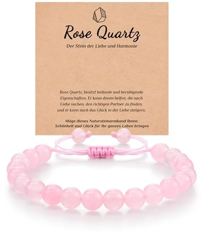 POWWA 100% Naturstein Armband – Stresslinderndes Armband mit Heilenden Edelsteinen, Glücksbringer & Energiearmband, Geschenk für Damen & Herren