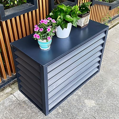DELURA Abdeckung für Klimaanlage - Schutzgitter for Klimaanlagen und Wärmepumpen - Aluminium - Schwarz - Verkleidung - Einfache Montage (Size : 100x50x70cm/39x20x27.6in)