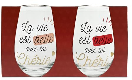 Duo de Verres la Vie est Belle avec Toi - Cadeau St-Valentin